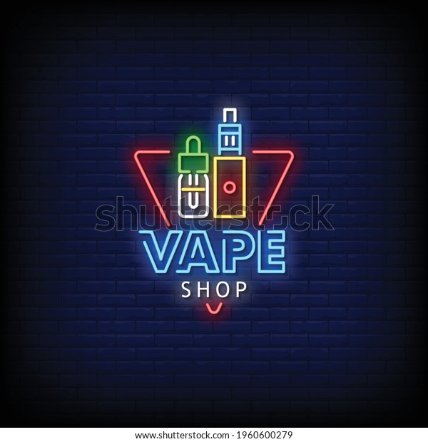 Vaping Shop Logo Neon Signs Style Stock Vector (Royalty Free ...