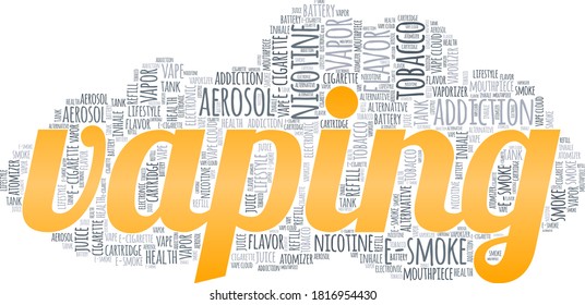 Vaping vector illustration word cloud isolated on a white background.