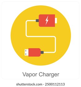 Vapor Charger and Cigarette icon concept