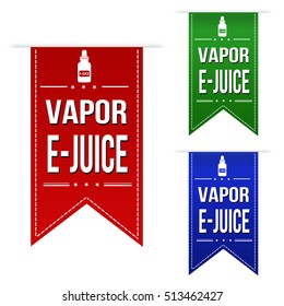 Vapor e-juice banner design set over a white background, vector illustration