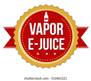 Vapor e-juice label or sticker on white background, vector illustration