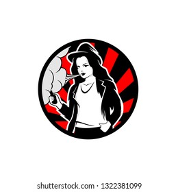 Vapor lady logo icon vector