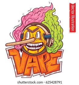 Vapor in a mask Pinocchio. Vape club banner, logo, sticker, t-shirt print. Vector illustration