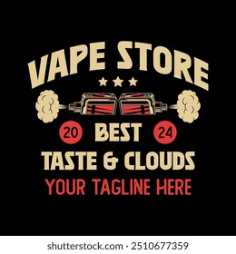 Vapor shop logo emblem template vector isolated. Smoke shop logo. Vape shop, vaping club logo emblem isolated. Monochrome label for vaping and electronic cigarette.