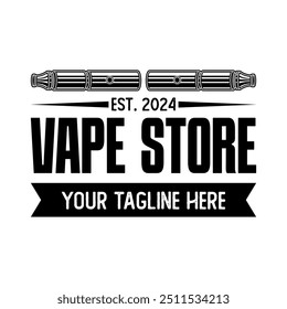 Vapor shop logo emblem template vector isolated. Smoke shop logo. Vape shop, vaping club logo emblem isolated. Monochrome label for vaping and electronic cigarette.