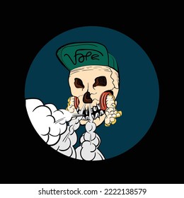 vapor skull character art cartoon vector illustration