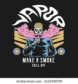 Vapor smoke skeleton chill vector illustration