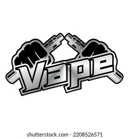 Vapor Vaporizer Logo Silver Color Template Vector Illustration