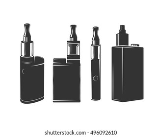 vaporizer cigarette icons, vape icons black on a white background