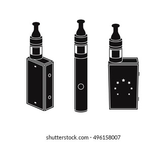 vaporizer cigarette icons, vape icons black on a white background