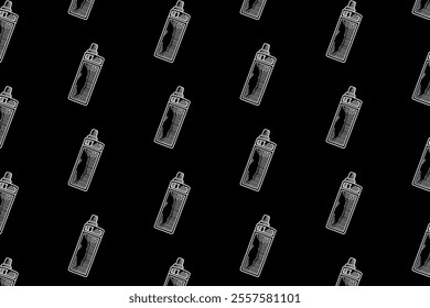 vaporizer device with beam shape doodle seamless pattern on black background for decor, merchandise. atomizer vape engraving pattern background. seamless pattern of electronic cigarette background 