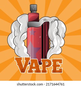 vaporizer E-cigarette for vaping. illustration in cartoons style. Horizontal banner with trendy vaping art brand identity templates