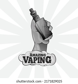 vaporizer E-cigarette for vaping. illustration in cartoons style black and white tattoos design