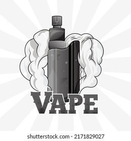 vaporizer E-cigarette for vaping. illustration in cartoons style black and white tattoos design