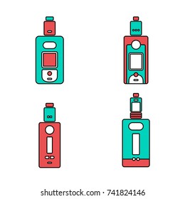 vaporizer electric cigarette vapor mod set collection - vape life vector