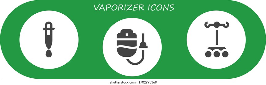 vaporizer icon set. 3 filled vaporizer icons. Included Dropper icons
