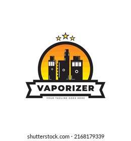 vaporizer logo flat design colorful vape vapor polygon symbol.