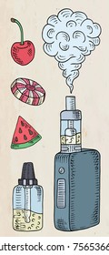 Vaporizer shop. Beautiful poster of Vaporizer and juices 