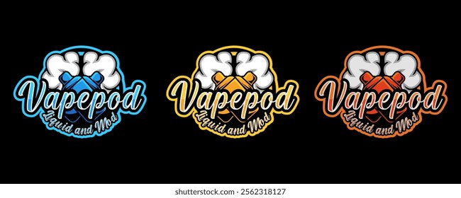 Vaporizer Store Shop Logo Emblem Design device atomizer electronic cigarette Vector Graphic Symbol