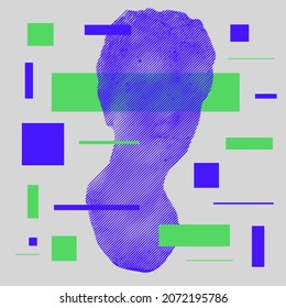 Vaporwave Design Illustration. Vektorstatue-Büste.