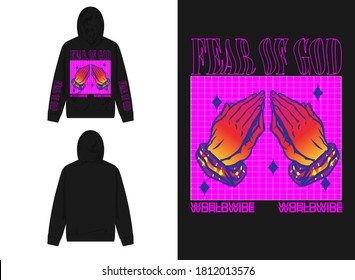 Vaporwave Graphic Design for Hoodie
Illustration Fear of God