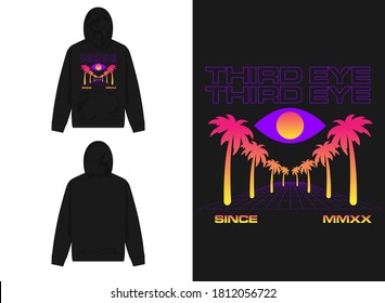 Vaporwave Graphic Design for Hoodie
Illustration Plam Trees , Third Eye