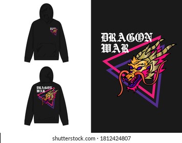 Vaporwave Graphic Design for Hoodie
Illustration Dragon Head , Dragon War