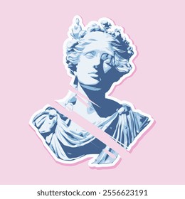 vaporwave greek sculpture in sticker style