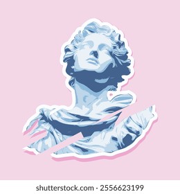 vaporwave greek sculpture in sticker style