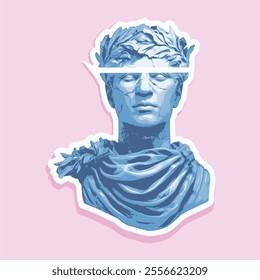 vaporwave greek sculpture in sticker style