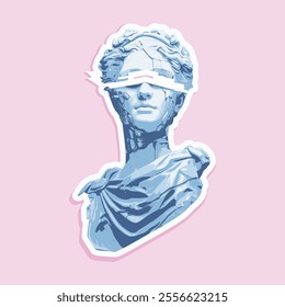 vaporwave greek sculpture in sticker style