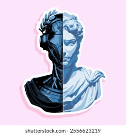 vaporwave greek sculpture in sticker style