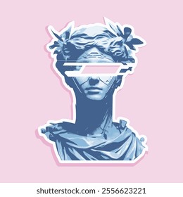 vaporwave greek sculpture in sticker style