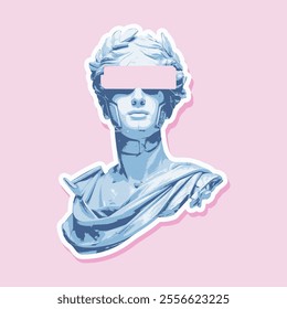 vaporwave greek sculpture in sticker style