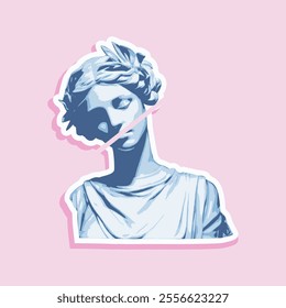 vaporwave greek sculpture in sticker style