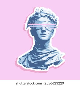 vaporwave greek sculpture in sticker style