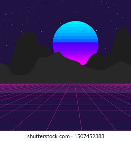 Vaporwave neon color perspective and galaxy