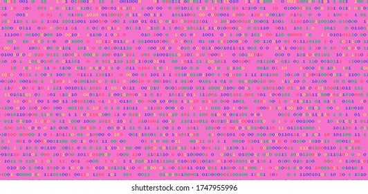 Vaporwave and retrowave background with binary code in pastel colors. Retro 80's style.