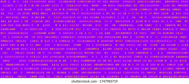 Vaporwave and retrowave background with binary code in pastel colors. Retro 80's style.