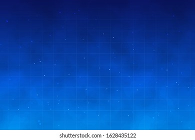 Vaporwave, retrowave background with grid. Abstract night sky with stars and cloud with smoke effect. Outdoor template in neon colors for electronic music poster, cover, flyer.