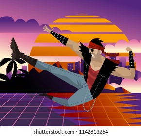 vaporwave rock hero kick