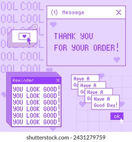 Vaporwave Sale Background. Cool Y2K Style Aesthetics Digital Screen. Sticker Store Collage Vector Illustration. 