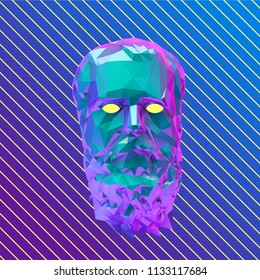 Vaporwave Socrates Head Vector 3D Rendering