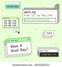 Vaporwave Sticker Background. Cool Y2k Style Digital Screen. 