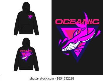 Vaporwave Streetwear Graphic Design for Hoodie
Illustration of whale , Oceanic