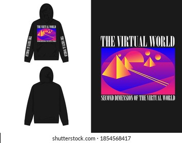 Vaporwave Streetwear Graphic Design for Hoodie
Illustration pyramid , the virtual world , second dimension of the virtual world