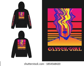 Vaporwave Streetwear Graphic Design for Hoodie
illustration of girl , glitch girl