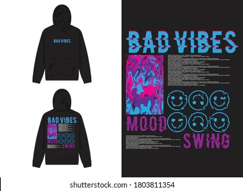 Vaporwave Streetwear Hoodie
Abstract With Smile Emoji, Bad Vibes And Mood Swing