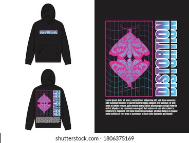 Vaporwave Streetwear Hoodie
Distortion Moth Vaporwave Design