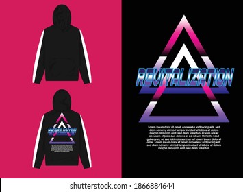 Vaporwave Streetwear Hoodie,
Double Triangle Illustration, Revitalization